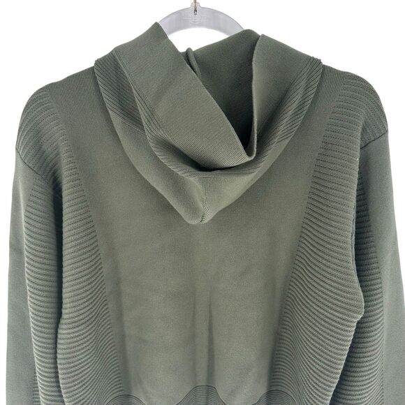 Pleats Please Issey Miyake Sweater Womens 3 Green Cardigan Hooded Zip Casual - Picture 8 of 13